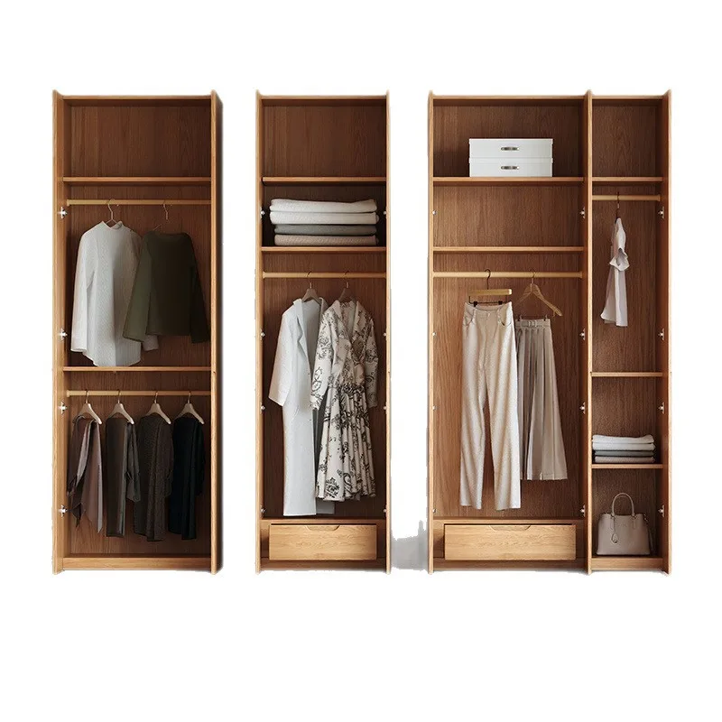 

Solid wood oak wardrobe household bedroom simple modern one door to top wardrobe children's small hanging wardrobe