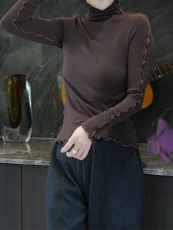 

Slim Fit High Collar Long Sve Base irt Women's Autumn Winter plus Size Faionable Inner Wear Top Casual Sle Thermal