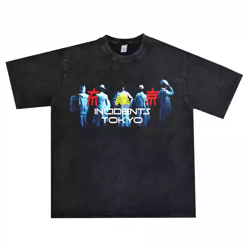 

2025 Rock Acid Jazz Tokyo Incidents Band Printed T-shirt Washed High Quality Luxury Brand Selling Popular Style Ins Y2k