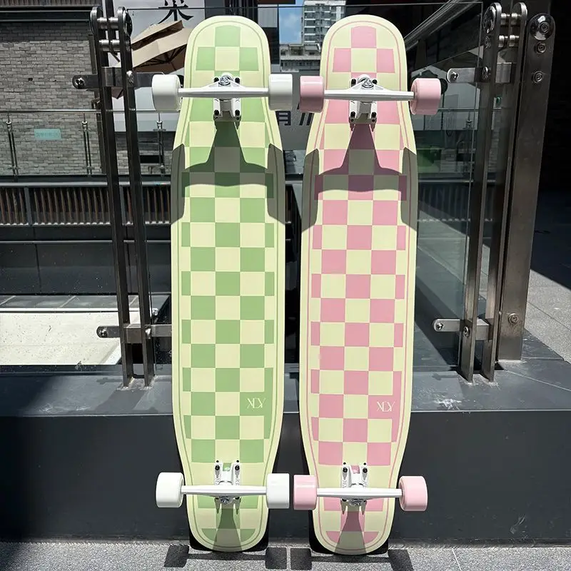 

113cm Complete Longboard Skateboard for Beginners Adults Kids Bamboo Maple Fiberglass Deck 65x46mm Wheels for Dancing Freestyle