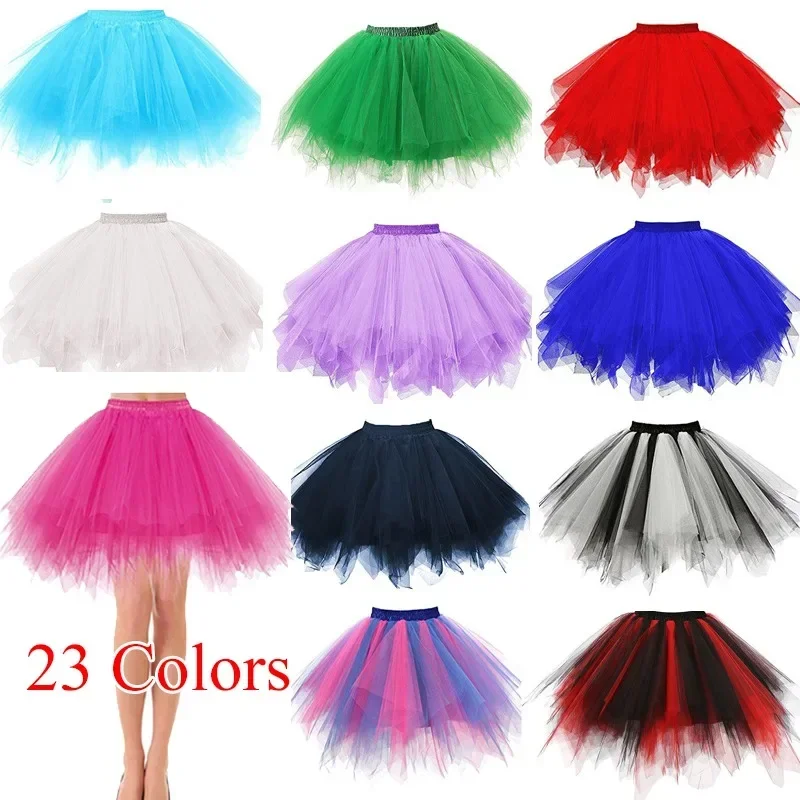 Women's Candy-colored Tutu Tulle Skirt Ballet Skirt Dance Party Stage Performance Fluffy Mini Skirt Adult Costume Ball Gown