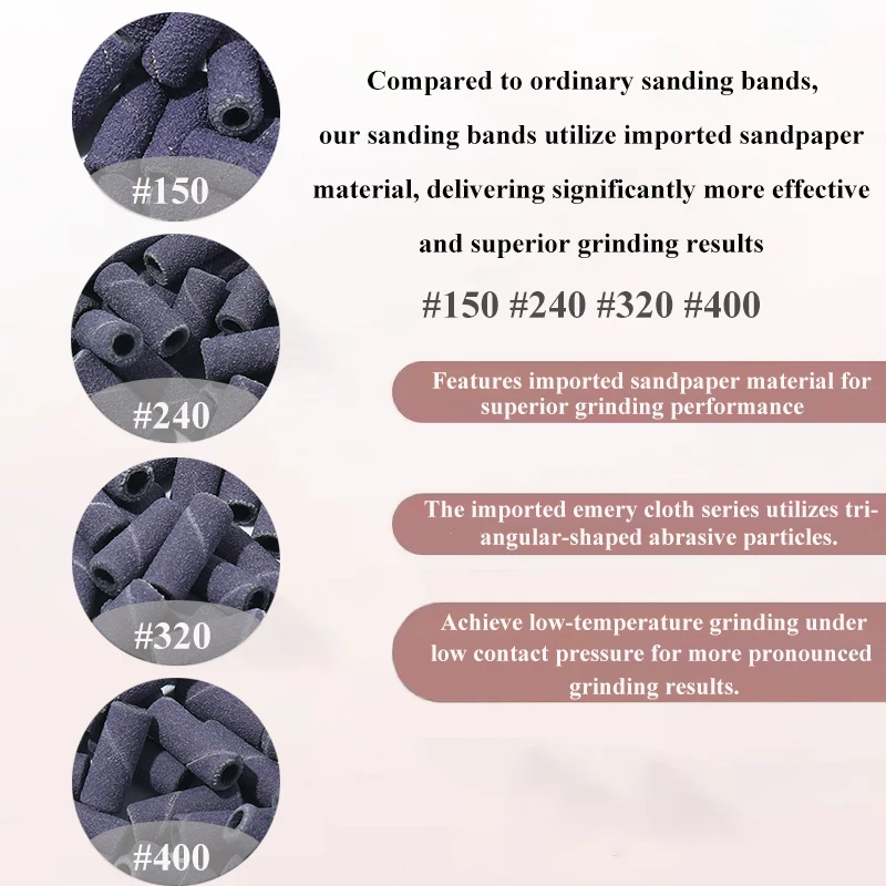 50 個 3 ミリメートルミニサンディングバンドセットネイルドリルビットマンドレル電気マニキュアアクセサリーツール角質リムーバー # 240 # 320 # 400グリット