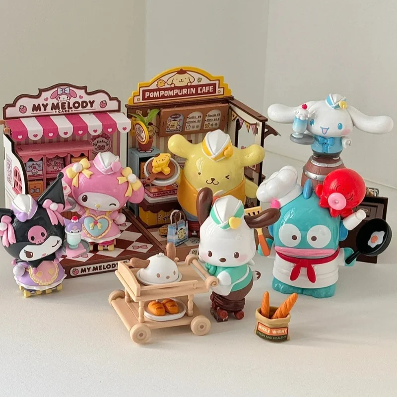 Authentic Sanrio Characters Roller Skating Restaurant Series Blind Box Kuromi Cute Hand-Made Doll Female Gift Toy Desktop Orname