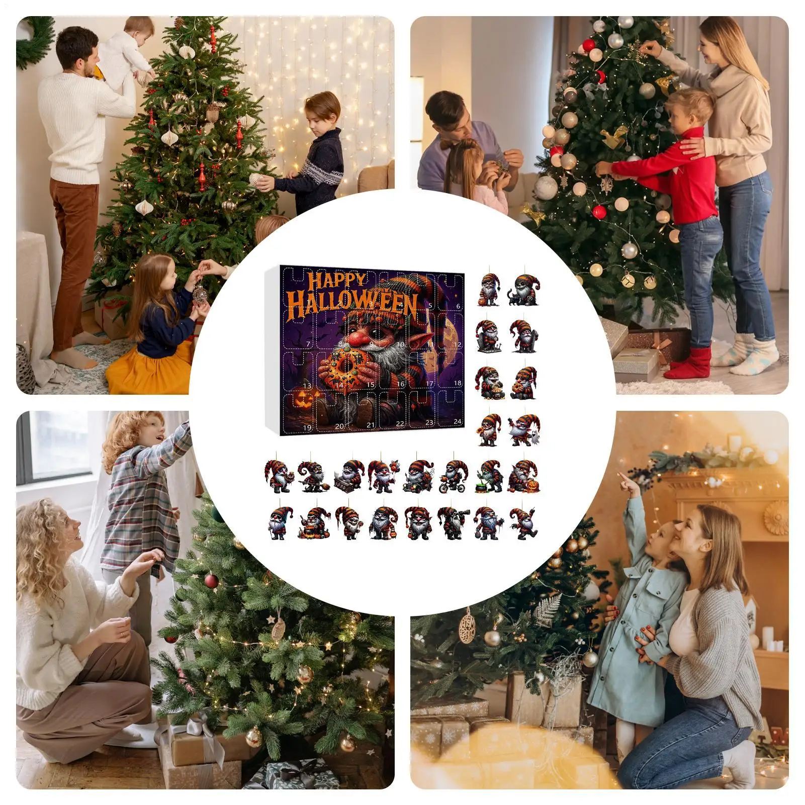 Calendario de cuenta regresiva de Gnomo de Halloween, juguetes de adorno de cuenta atrás para Halloween, figuras de muñecas, decoración para cocina, suministros para fiesta en casa