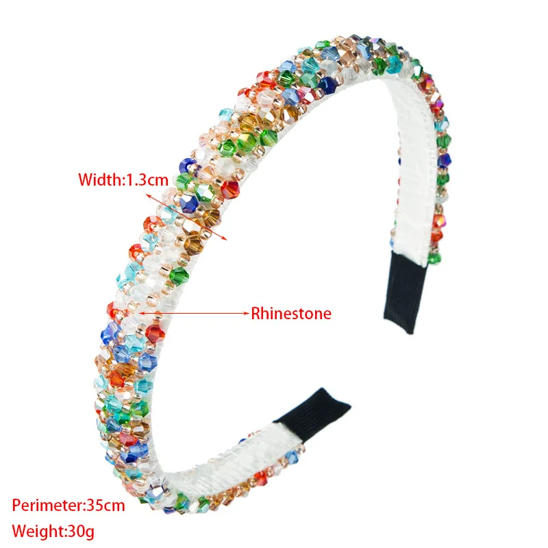 Handmade Beaded Headband Thin Cross Colorful Bead Braided Hairband Hair Rope Women Hair Accessories