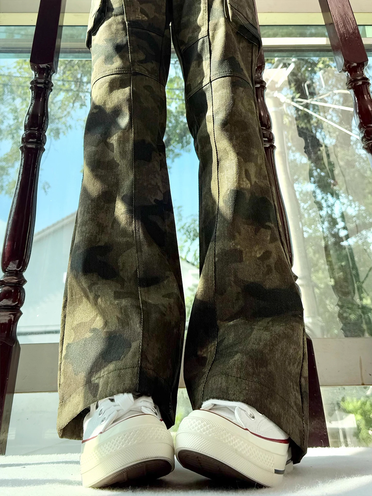 Camouflage Wide Leg Men's Jeans Autumn Winter American Retro Workwear Design Multi-Pocket CleanFit Trousers Youth Fashion