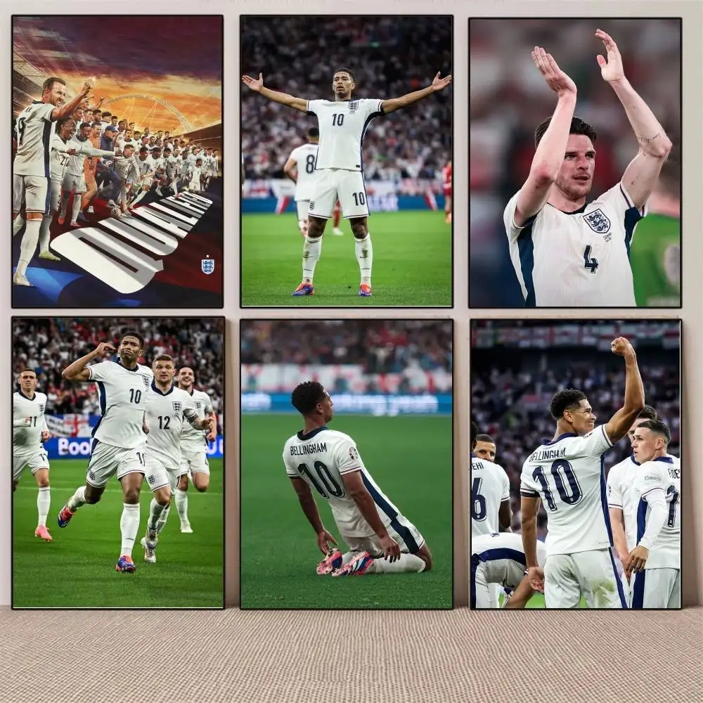 1PC England National Football Team poster Self-adhesive Art Waterproof Paper Sticker Coffee HouseWall Decor