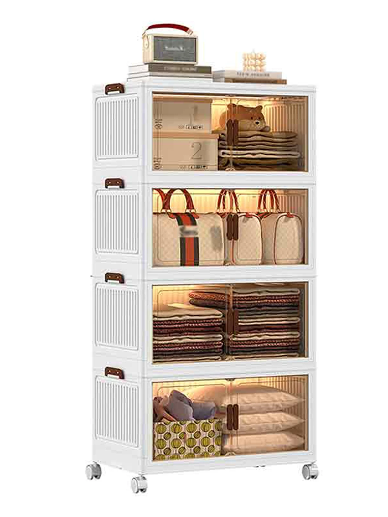 منظم صندوق تخزين بلاستيكي مكون من 3 طبقات مقاس 60 سم، صندوق تخزين قابل للتكديس، صندوق تخزين مغطى، منظم حاوية تخزين للمطبخ #3