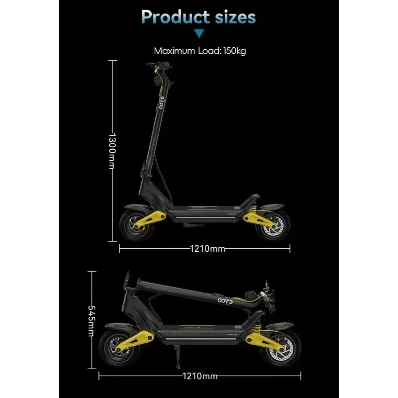 Patinete eléctrico plegable OOTD S10 – 1400W, 55 km/h, autonomía 70 km - imagen 3