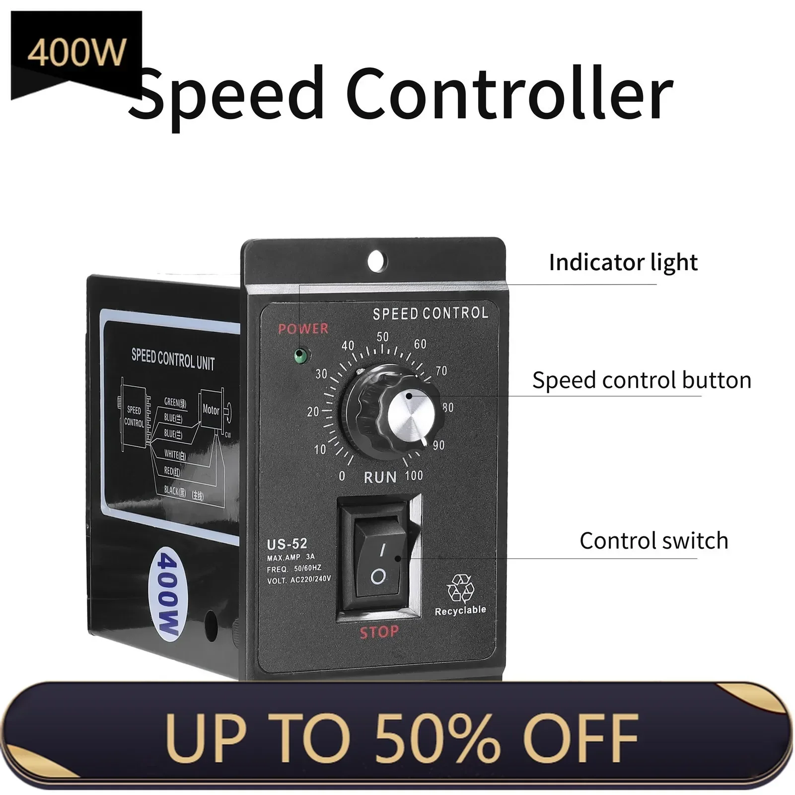 DIV 400W AC220V regulator prędkości silnika wielofunkcyjny regulator prędkości silnika kontroler wyświetlacz szybkość wartości docelowej ustawialna