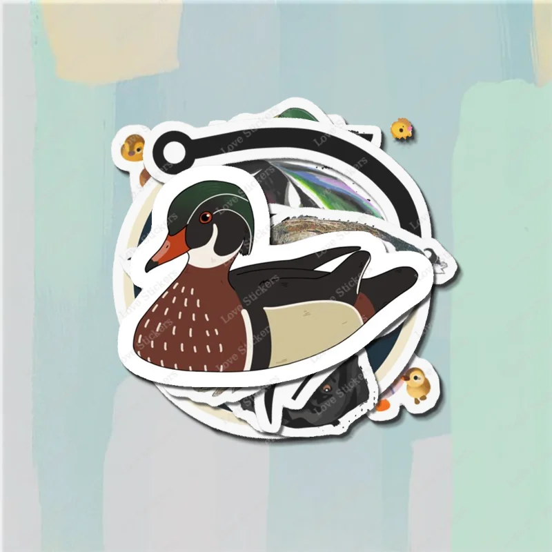 Wood Duck 5PCS Stickers for Living Room Bumper Anime Cute Kid Car Art Print Window Home Decor  Water Bottles Wall Stickers