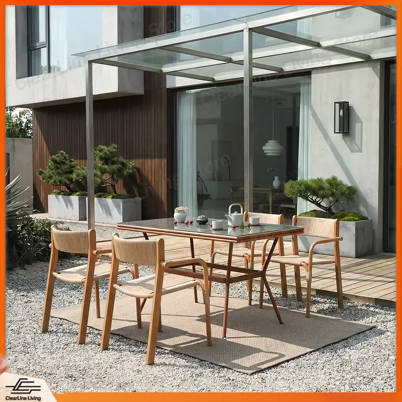 

Outdoor Rattan Table and Chair Set Aluminum Patio Furniture Weatherproof Garden Furniture for Backyard Deck Balcony Outdoor