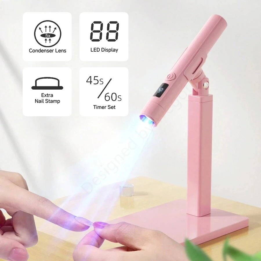 Lanterna de luz uv recarregável usb, secador de unhas portátil para cura de esmalte em gel, mini lâmpada led uv para unhas