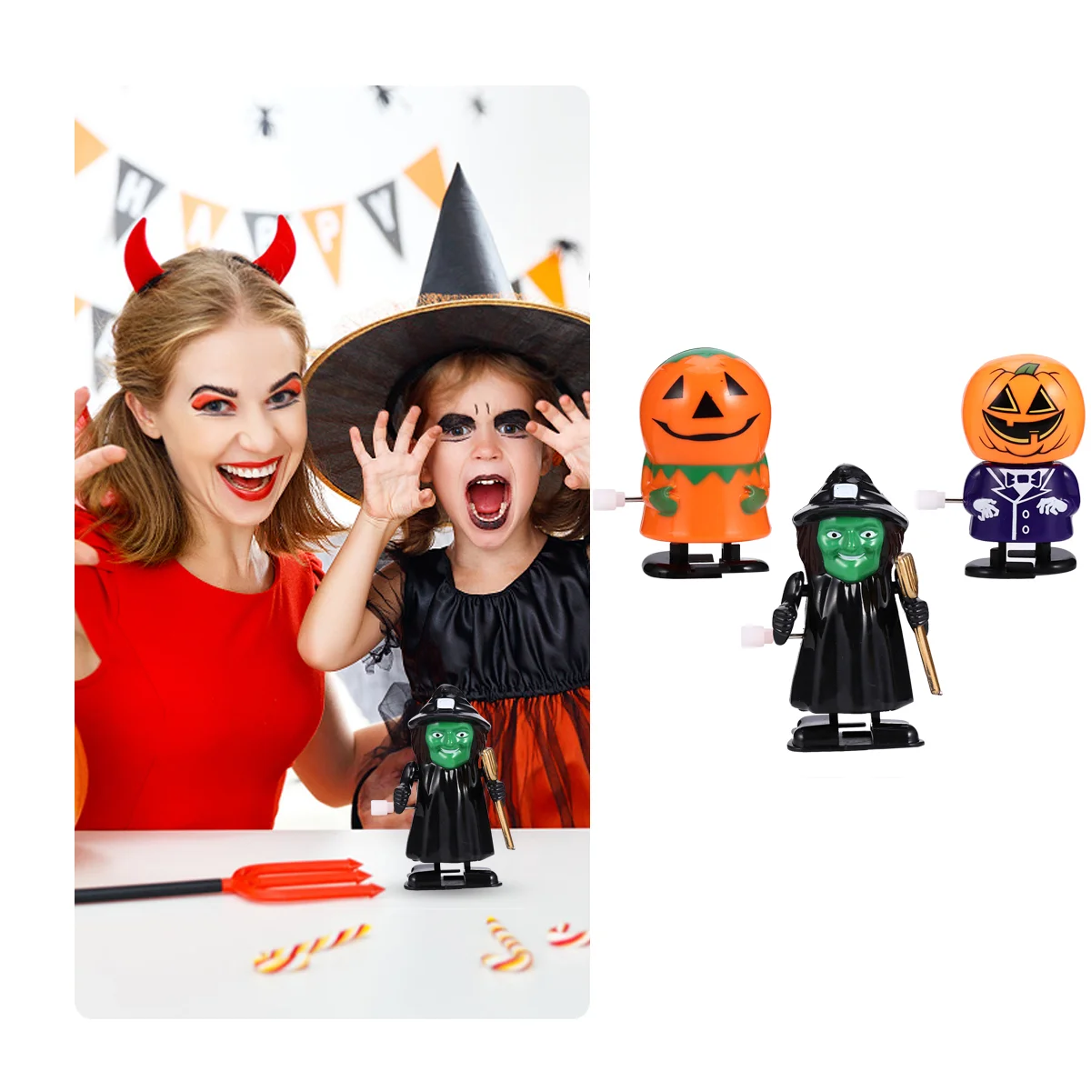 Halloween Goody Bag Fillers Wind-up Toy Childrens Toys Clockwork Pumpkin Prizes Kids