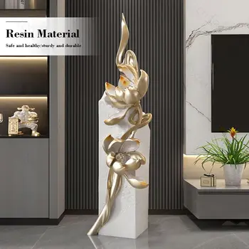 Moderní minimalistická lotosová bytová dekorace akcentová umělecká socha elegantní umělecká socha podlahová dekorace do obývacího pokoje socha lotosového květu 8 nejlepší prodej socha mamonu - №4