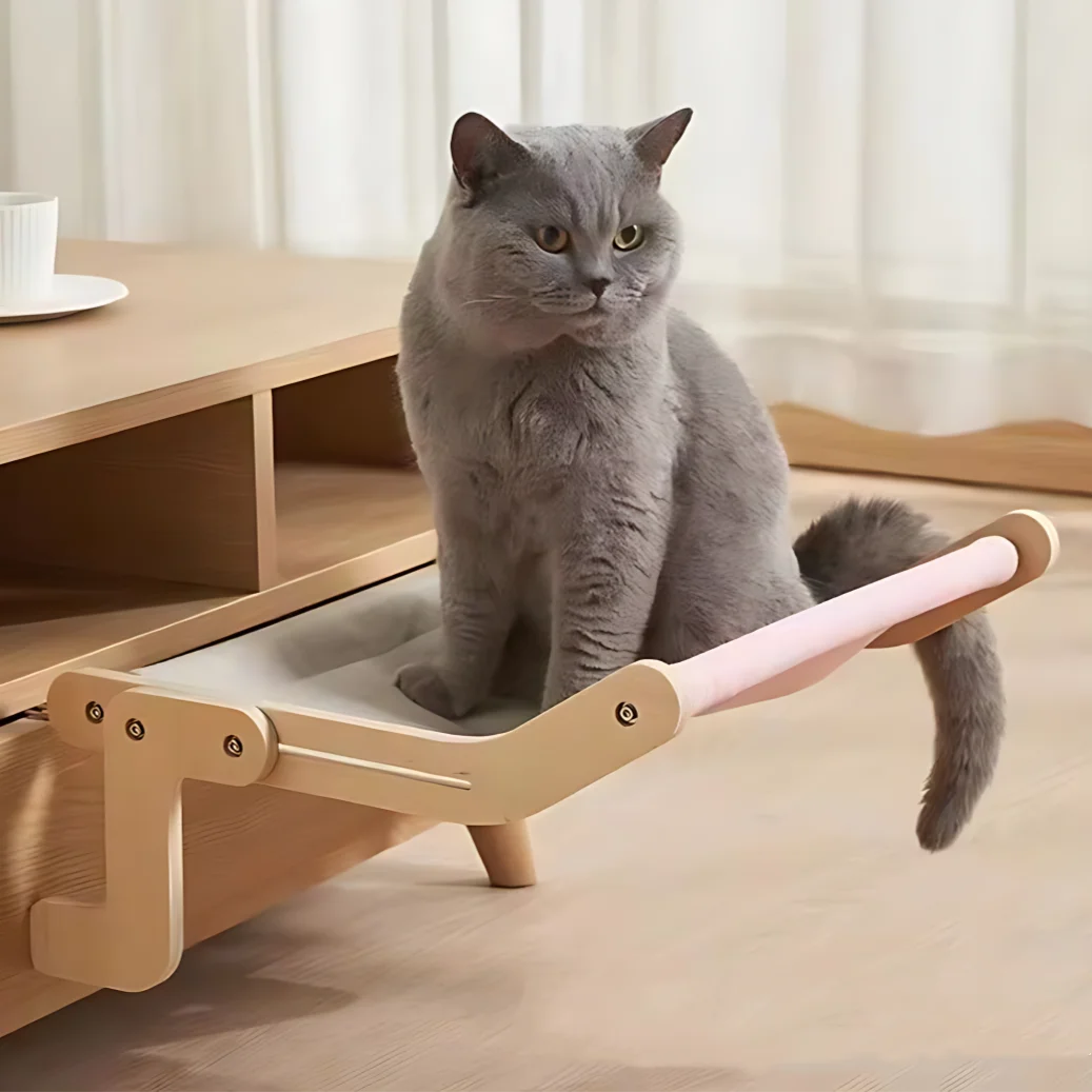 

Pet Supplies Suspended Cat Hammock Window Hanging Solid Wood Cat Nest Cat Sunbathing Hanging Bed for All Seasons