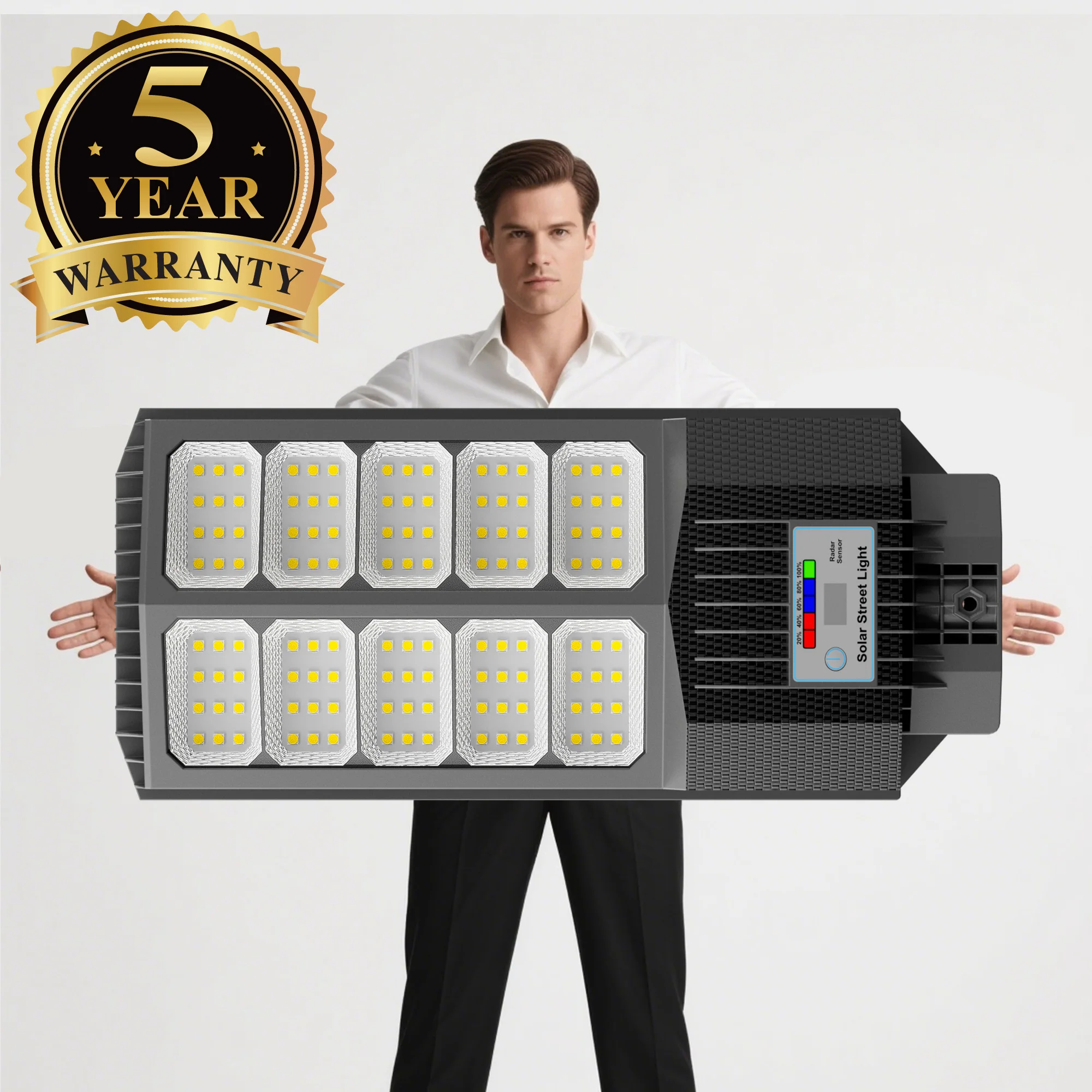 

Солнечный уличный светильник LED 3000 Вт, IP65, водонепроницаемый, с дистанционным управлением и датчиком движения, идеально подходит для коммерческих объектов, дворов, садов, улиц