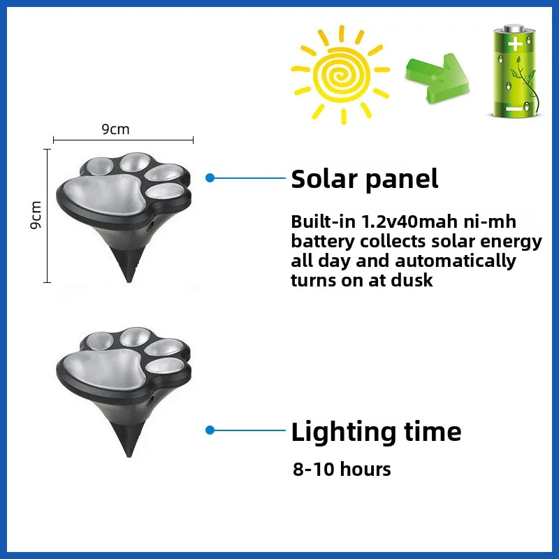 Solar Cat Claw Light Outdoor Creative Animal Sole Decorative Garden Courtyard Waterproof Lawn Light Spot LED Night Path Lamp