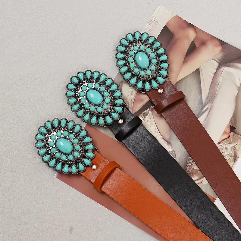 قطعة واحدة من سلسلة الخصر المرصعة على الطراز العرقي، حزام بإبزيم منحوت على طراز القبيلة الهندية الأكثر مبيعًا للنساء، حزام بإبزيم من البولي يوريثان القديم