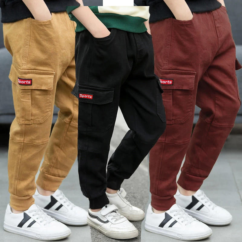 

3-10 Years Teenage Boys Pants Spring Autumn Cotton Thick Sport Trousers For Kids 2022 New Style Children Handsome Casual Pants