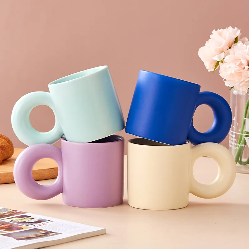 260ML Creative Candy-colored Ceramic Mug Coffee Mug Simple Office Decoration Table Decoration Living Room Coffee Table Tea Set