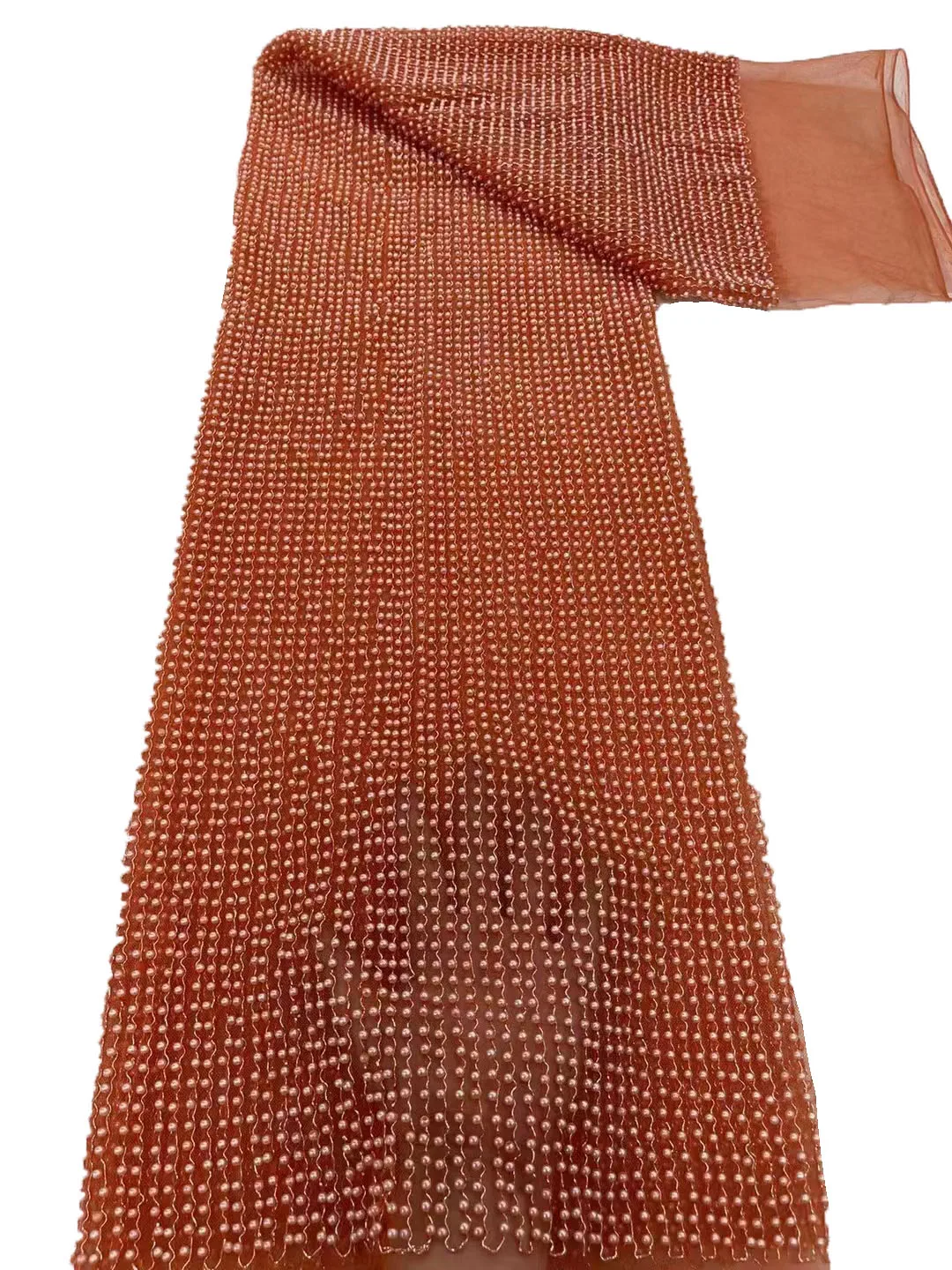 

European and American style striped bubble bead lace gauze material, luxury fashion cheongsam stage performance evening dress