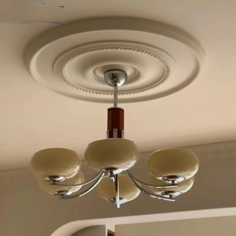French Style GRG Ceiling Medallion – Custom Round Carved Integrated Light Base for Living Room & Bedroom