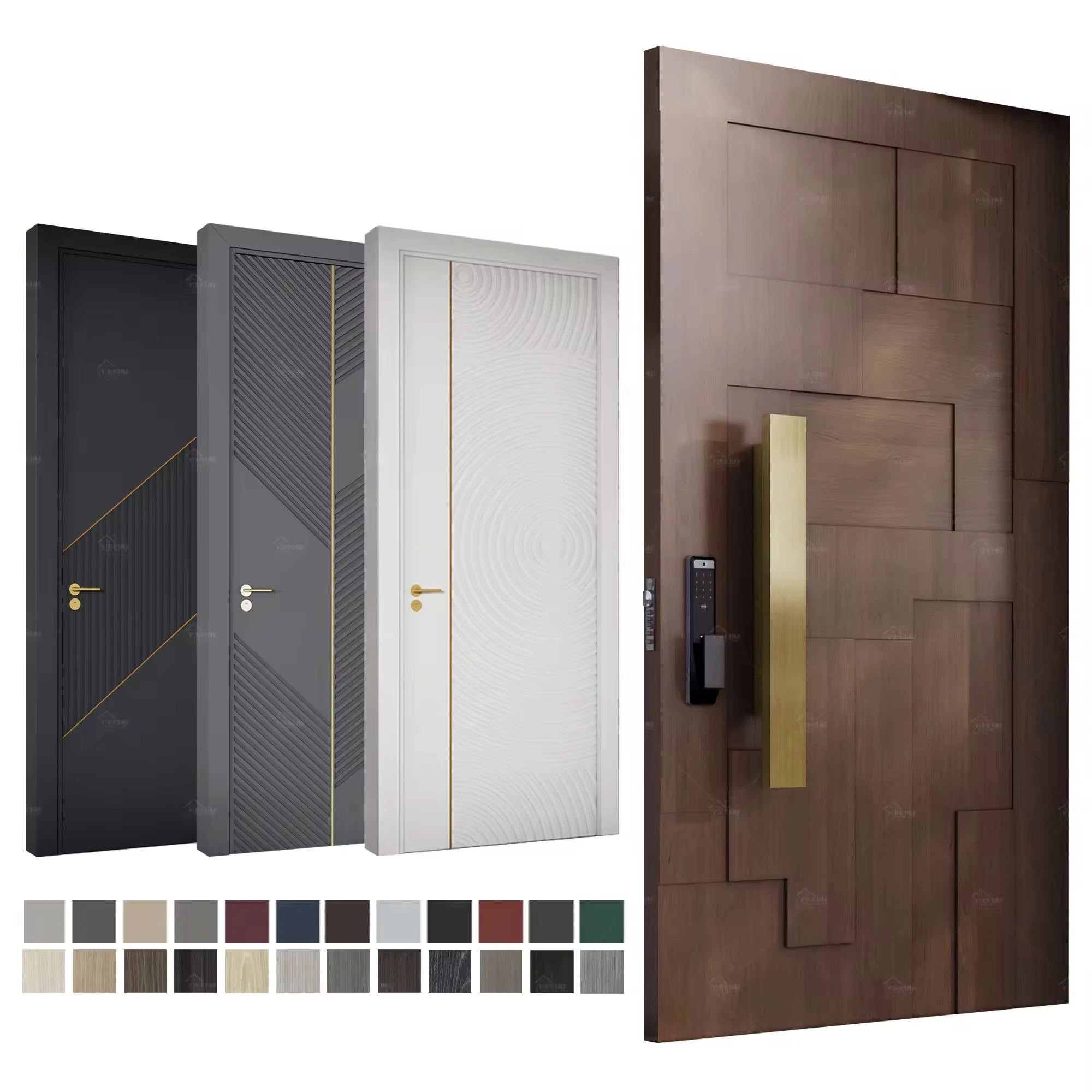 Villa-Eingangstür im Uropan-Stil, moderne intelligente Haupttür vorne mit Diebstahlschutz und langlebigem Design