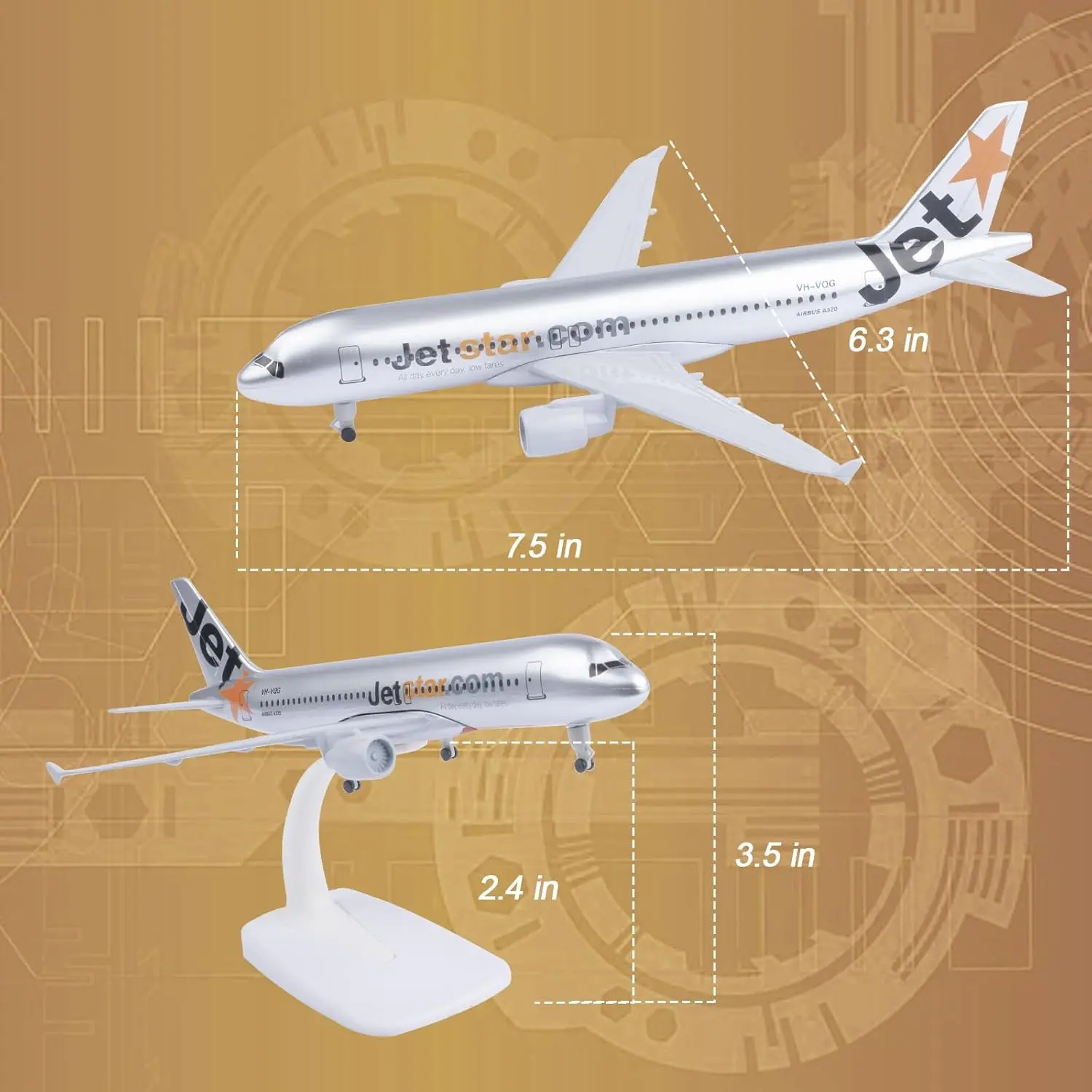 20cm Jetstar A320 Diecast Metal Airplane Model with Stand Wheel for Aviation Enthusiasts Gifts Home Decorations or Collection view 6