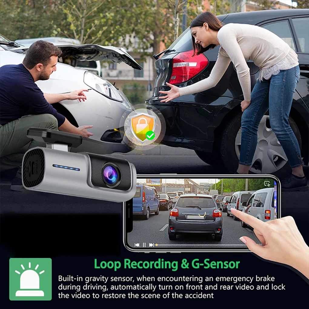 32G Car Recorder HD Ultra Wide Angle Lens with Smartphone App 2.5K WiFi Dash Cam Night Vision Parking Monitor Loop Recording