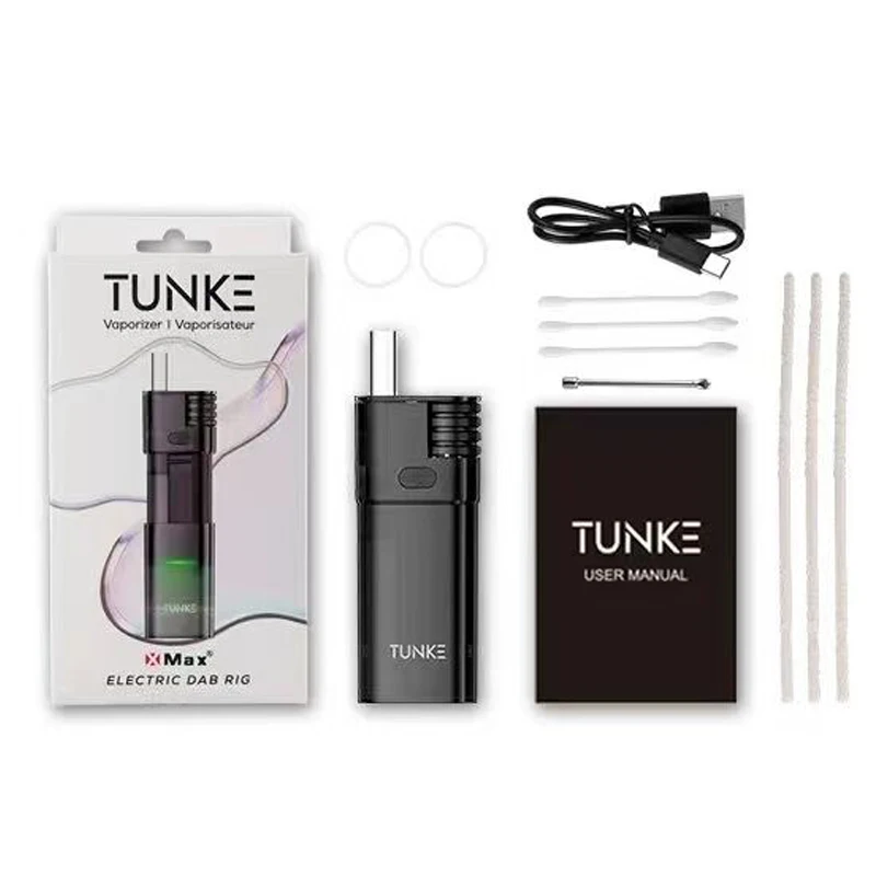 XMAX Tunke Vaporizer 650mah Battery Quartz Heating Cup Atomizer Temperature Control Electronic Cigarettes Wax Vape Box Mod Kit