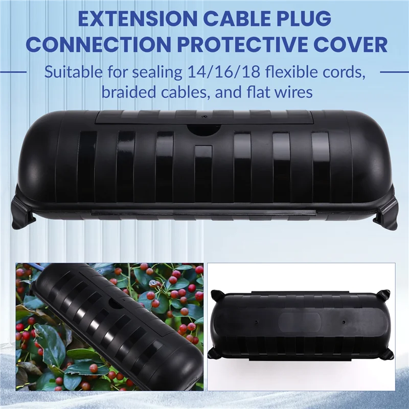 

ALIM-Extension Cord Plug Connection Protective Safety Cover Waterproof Indoor Outdoor String Christmas Lights Cover Black