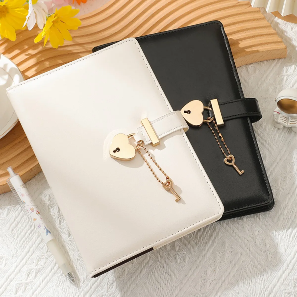 1 بطاقة ميزانية Mpc 2 كتب + 2 أكياس بسحاب + 2 ملصقات A5 كلمة مرور قفل الحب مع دفتر مذكرات قفل ، يد طالبة على شكل قلب فتاة #3