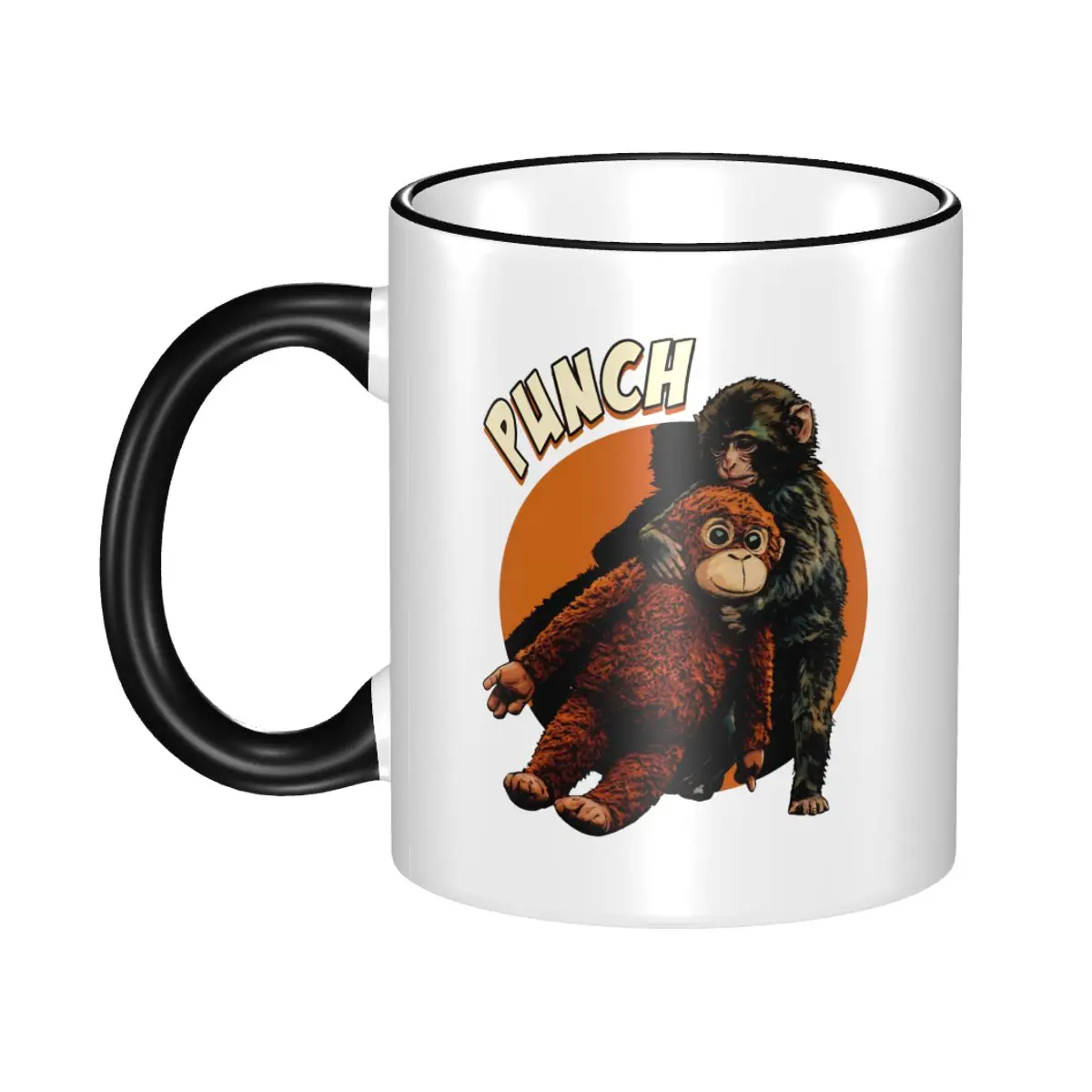 

Punch Monkey Comic Style Art Gift Mugs for Women Men Funny Coffee Cup Present for Office