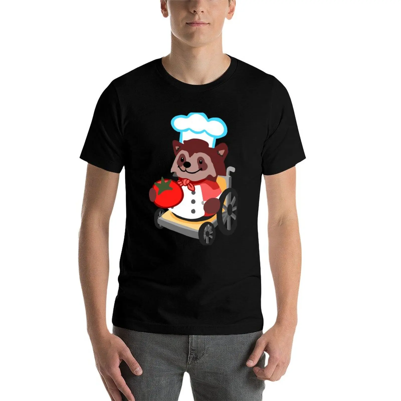 

Overcooked wheelchair raccoon chef T-Shirt t shirt men 100% cotton luxury brand anime tshirt T-Shirt