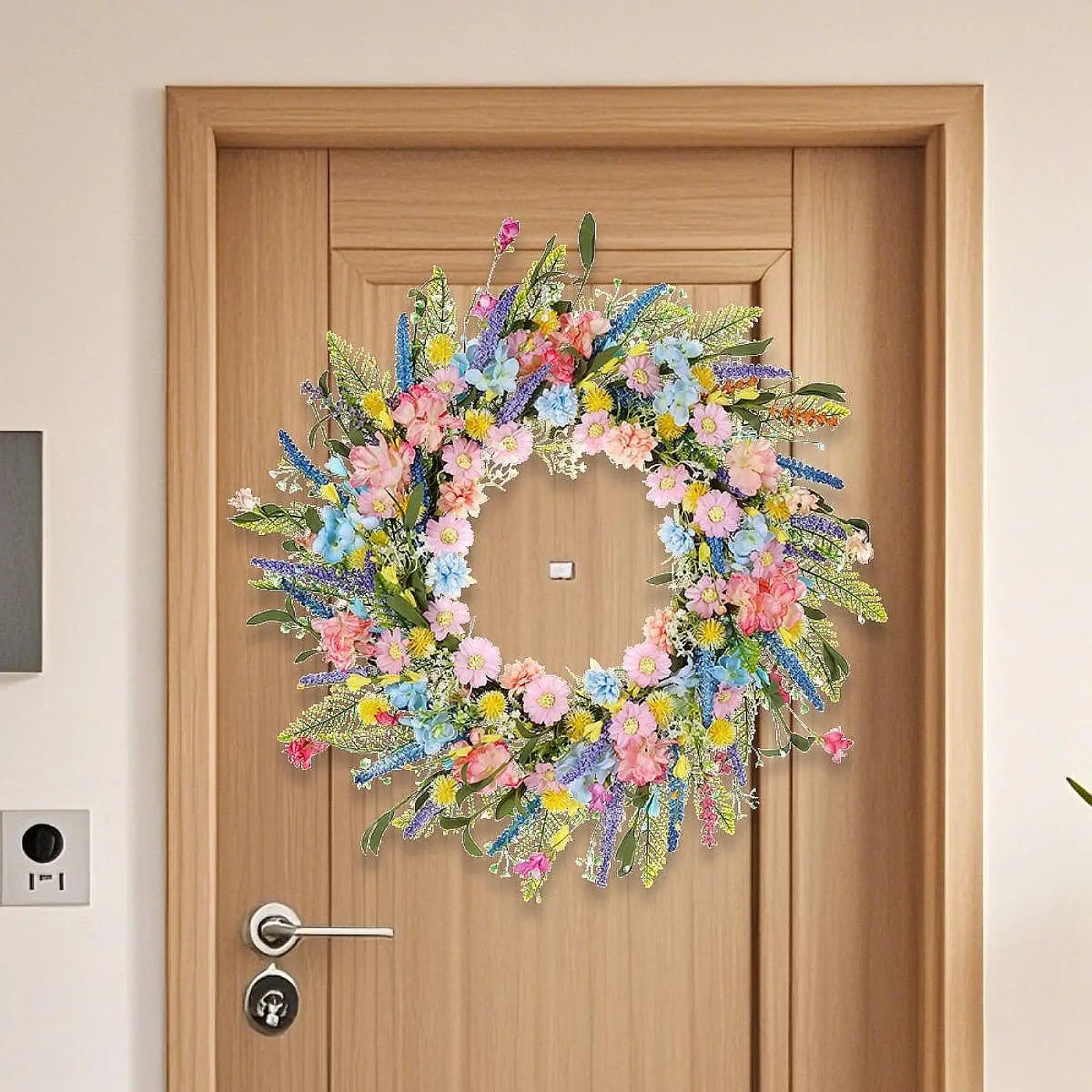 

19.6inch Artificial Colorful Flower Wreath Wall Decoration for Wedding Party
