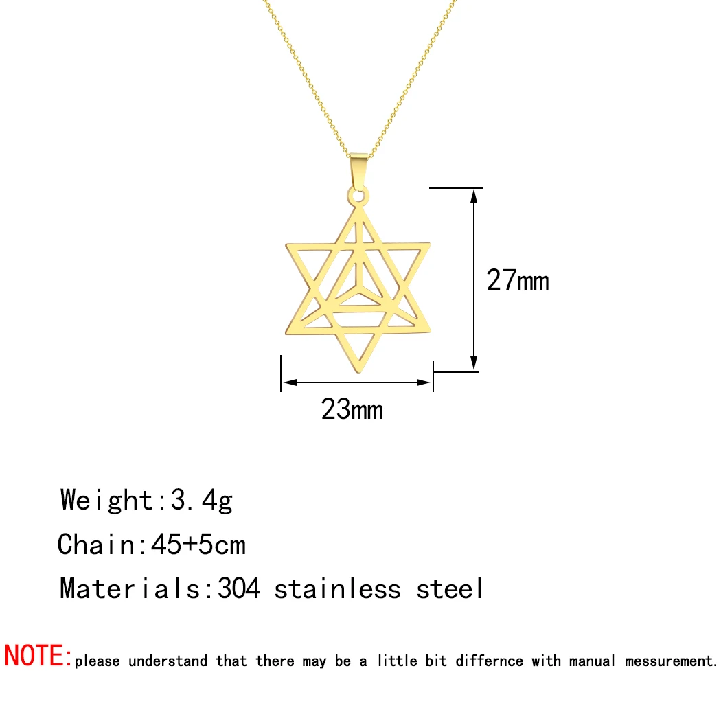 Todorova Stainless Steel Merkaba Star Necklace For Women Yoga Jewish Mysticism Necklace Geometric Tetrahedron Kabbalah Jewelry