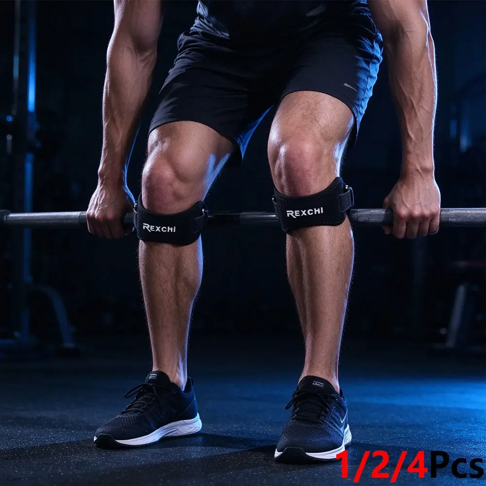1/2/4Pcs Patella Tendon Knee Brace Strap, Comfortable Non Pilling Fabric Knee Stabilizer,Reduce Knee Pressure for Running,Soccer