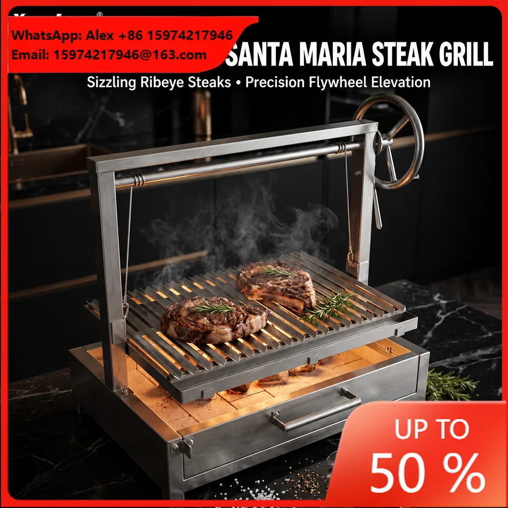 Gastronomy Grade Stainless Steel Argentine Grill With Double Layer Grates For Professional Heat Control