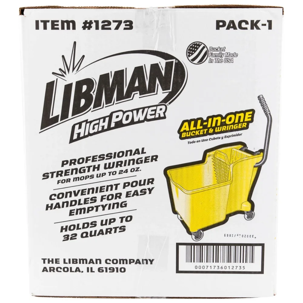 One-Piece Bucket & Wringer Yellow Polypropylene Height 21.75 in.