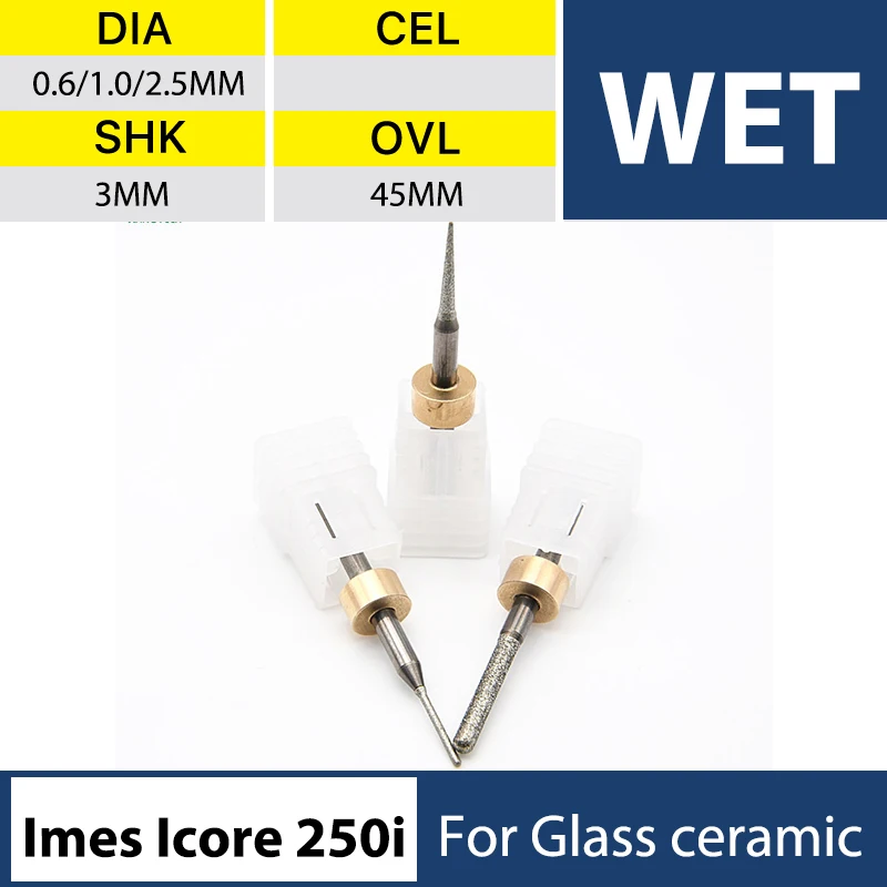 

XANGTECH Imes Icore 250i D3 Emax Wet Milling Bur 0.6/1.0/2.5mm For Lithium Disilicate Glass Ceramic