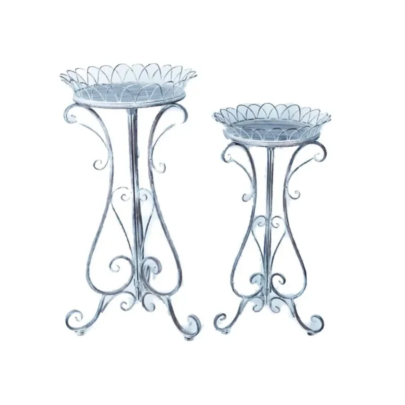 

Old retro wrought iron terrace green plant flower stand, floor-to-ceiling garden outdoor flower pot, garden bracket decoration