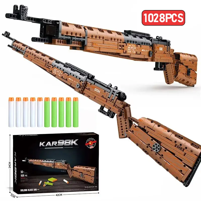 

Военное оружие Kar98K, пистолеты, строительные блоки WW2, можно стрелять, тяжелая снайперская винтовка, сборные кирпичи, игрушки для детей, образовательный подарок