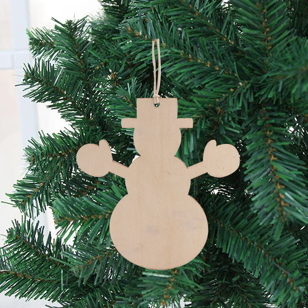 

20Pcs Wood Christmas Tree Hanging Pendants Snowman Design Natural Wood Slices Rustic Xmas Decoration DIY Coasters Tags