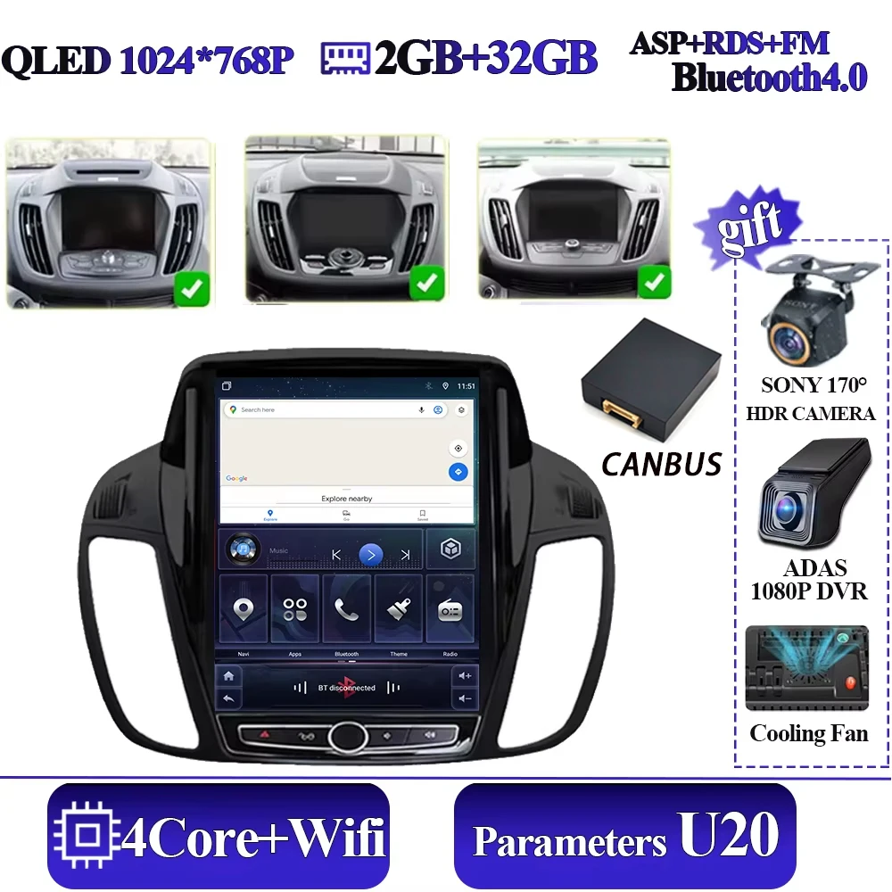 Android 16 autoradio voor Ford Kuga 2 Escape 3 2012-2019 Android 13 autoradio draadloze CarPlay 2 Din GPS navigatie Bluetooth