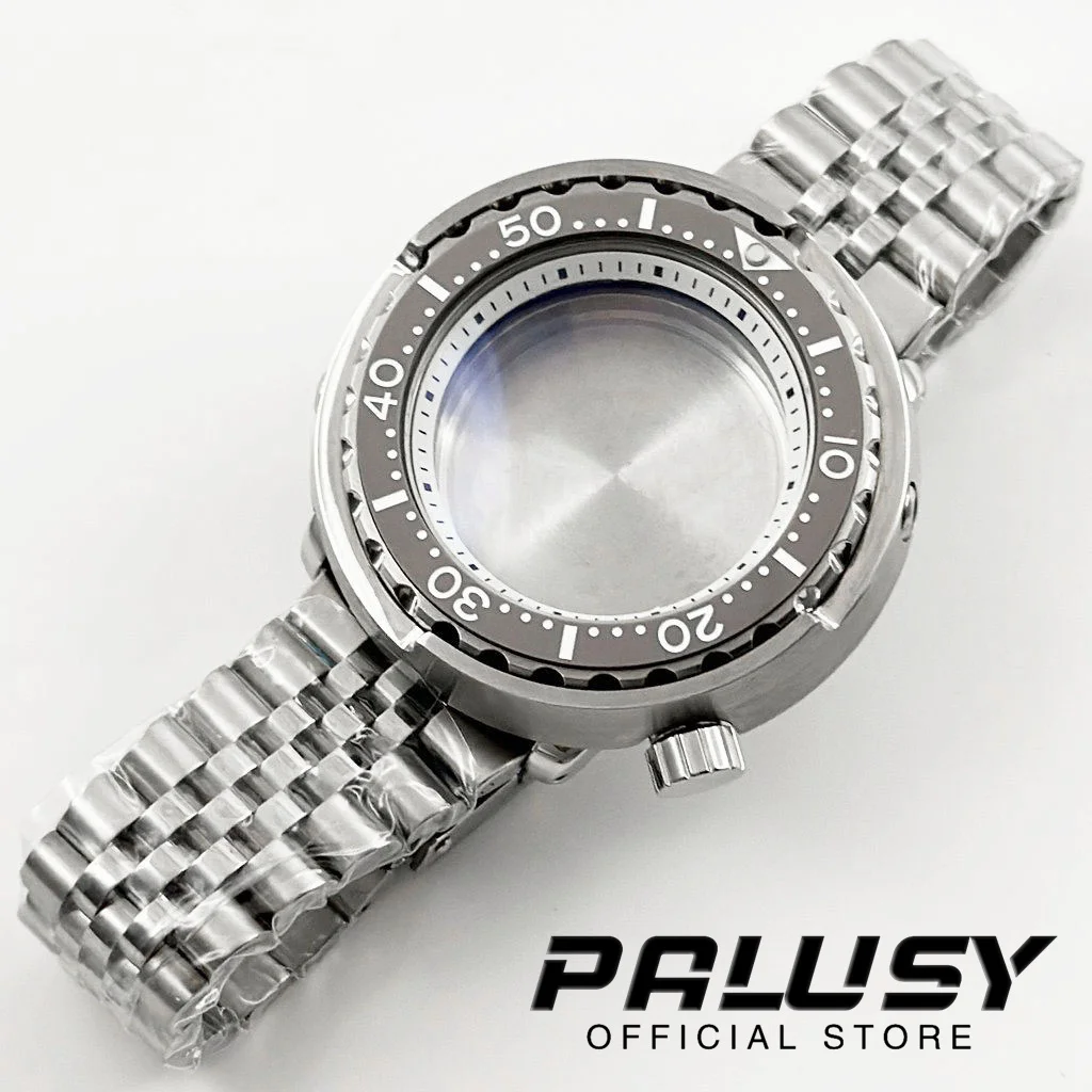 سوار من الفولاذ المقاوم للصدأ معدّل لعلبة الساعة ، حلقة فصل بيضاء ، سمك التونة الفضي ، مناسب لـ NH35 ، NH36 ، NH34 ، NH38 ، NH39 ، حركة NH70 ، 47