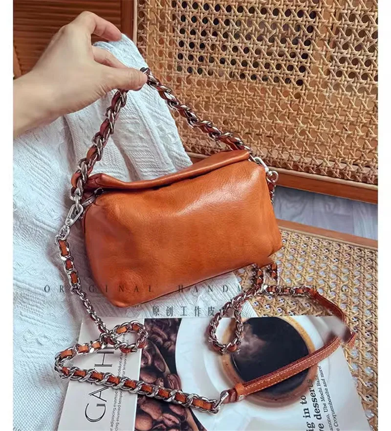 

PNDME fashion designers handmade genuine leather ladies handbags outdoor daily party cow leather women's shoulder crossbody bag