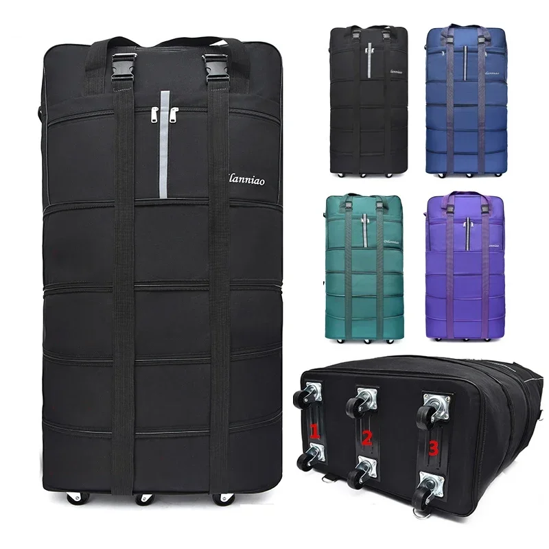 Large-capacity 158 air checked bag universal wheel Travel bag abroad study Oxford cloth folding airplane luggage suitcase