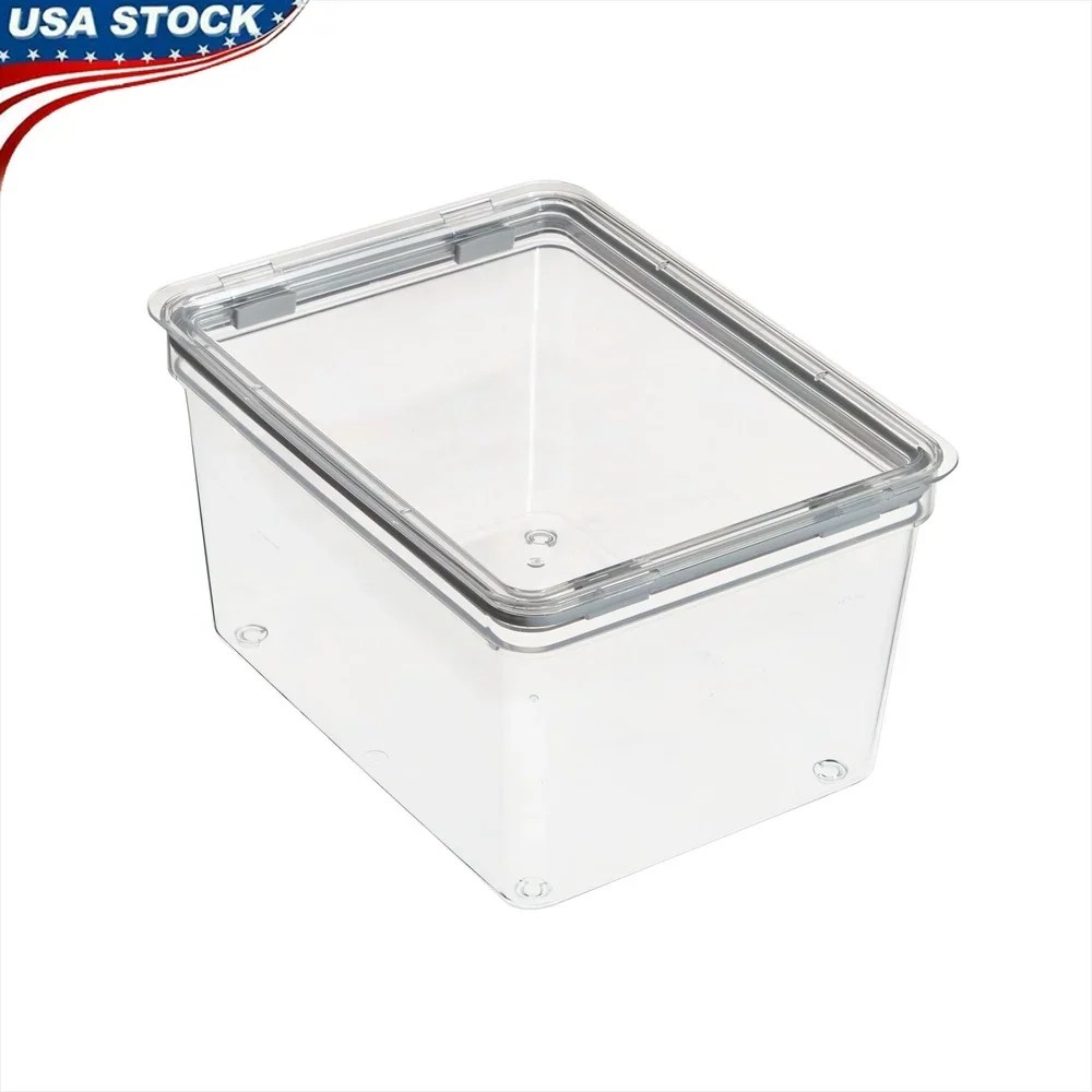 

Large Tall Dry Goods Storage Bin Clear Durable Plastic Organizer Pantry Refrigerator Freezer Stackable Container Efficient Home