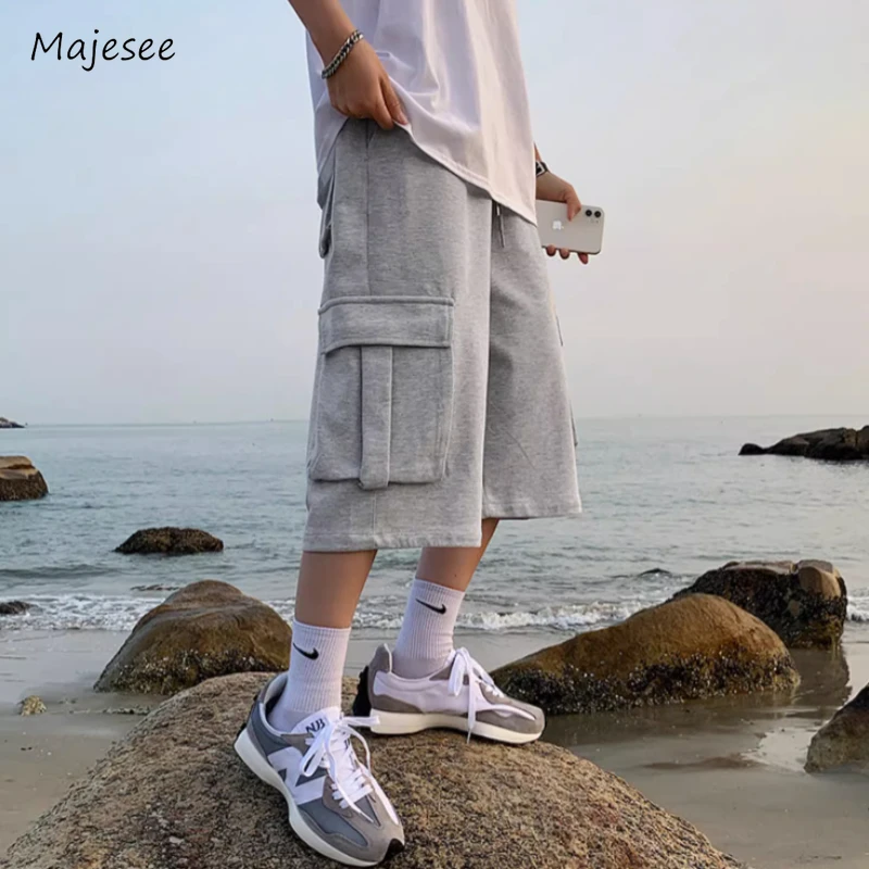 

Casual Pants Men Calf-length Baggy Relaxed Breathable Summer Japanese Style Comfortable Fashion Streetwear Handsome Cool Pocket